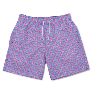 Starfish Swim Shorts - Light Blue/Coral Pink