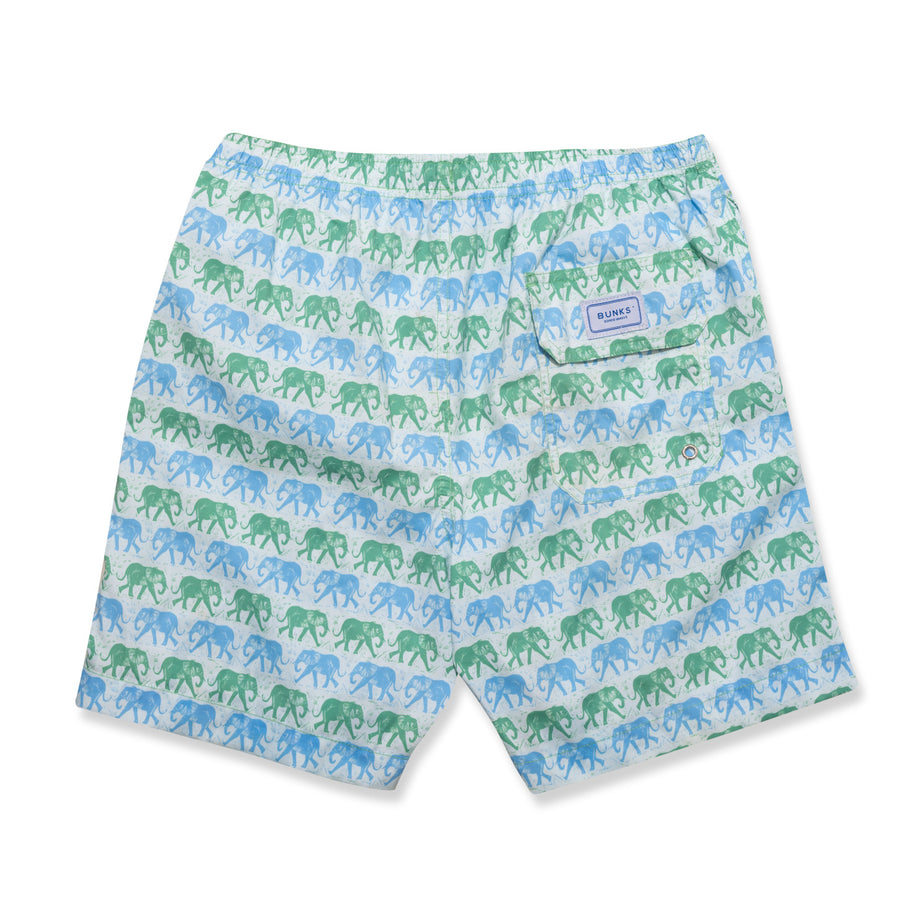 Elephants Swim Shorts - Green/Blue freeshipping - BUNKS | Swimming Shorts For Boys & Men