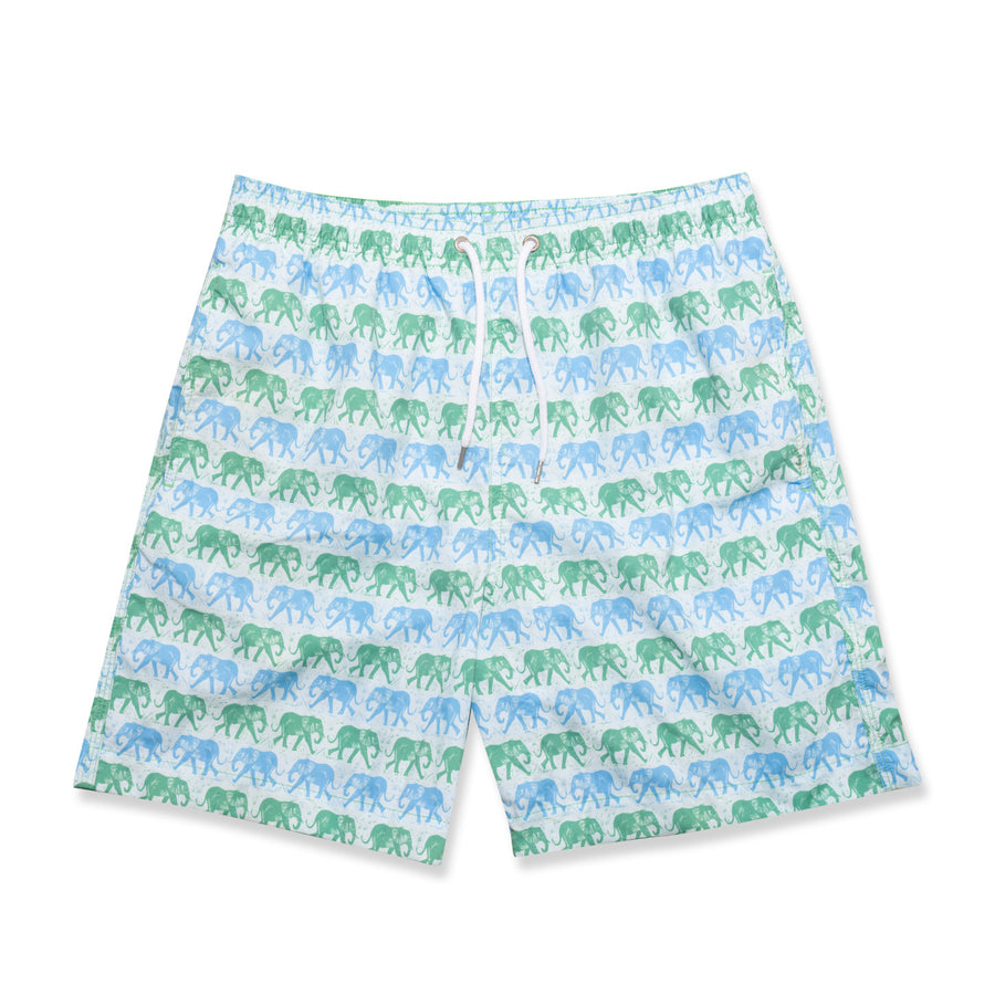 Elephants Swim Shorts - Green/Blue freeshipping - BUNKS | Swimming Shorts For Boys & Men
