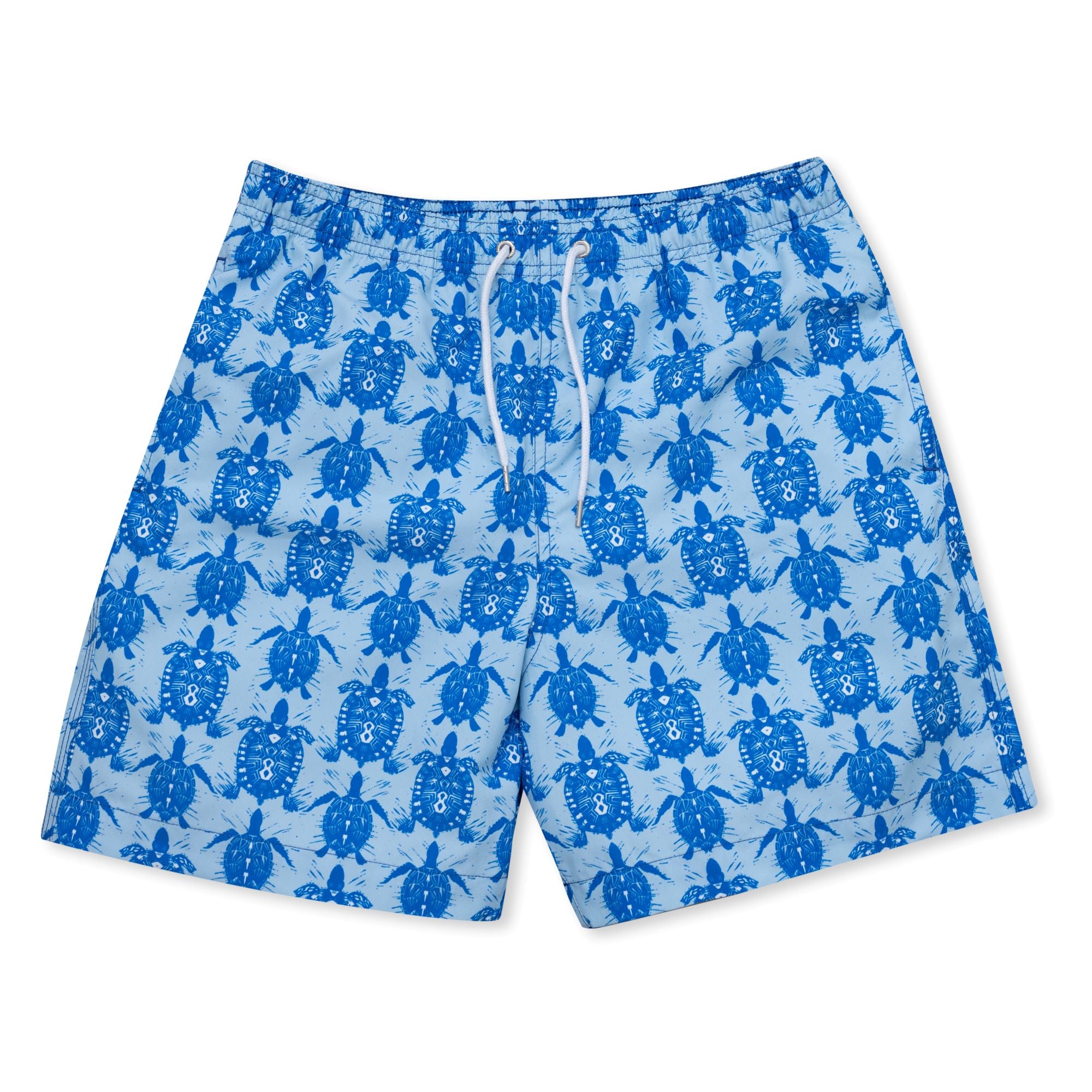 Boys Blue Swim Shorts With Tortoise Turtle Printed Design BUNKS Swimming Shorts For Boys Men
