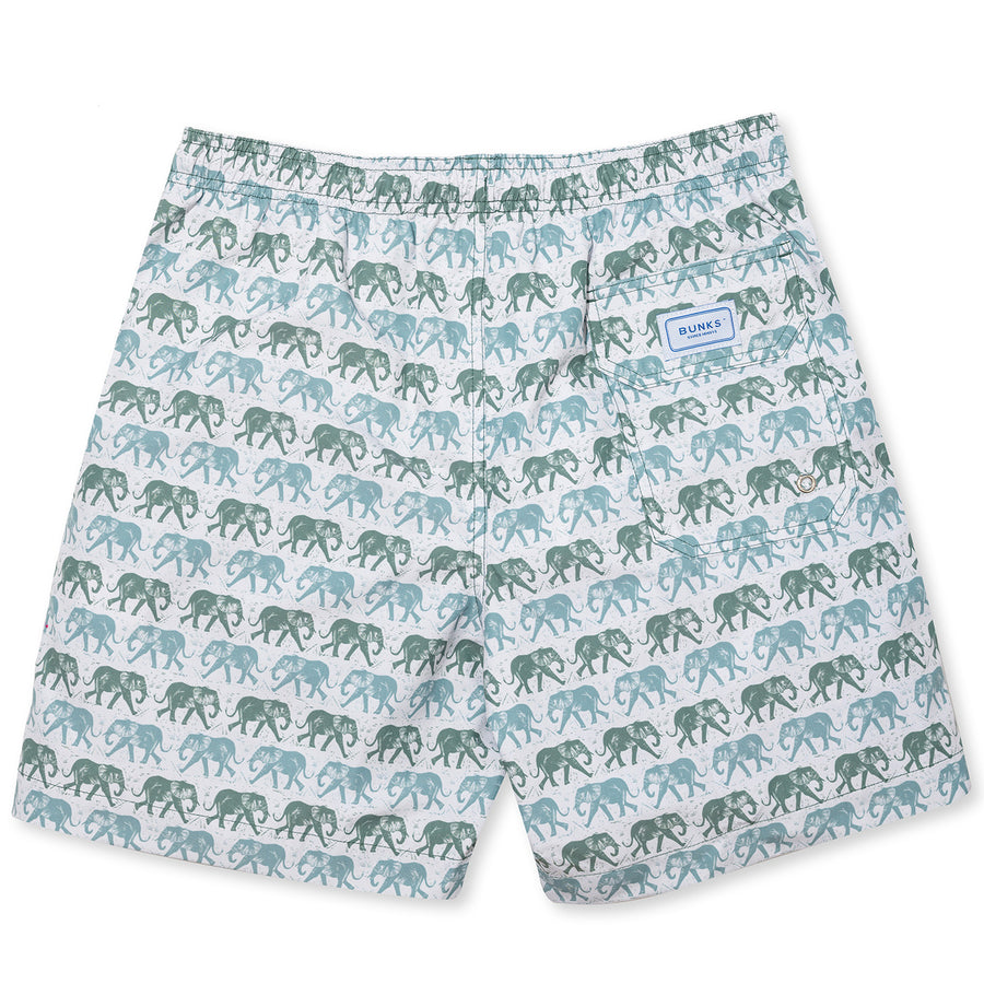 Elephants Swim Shorts - Olive/Red freeshipping - BUNKS | Swimming Shorts For Boys & Men