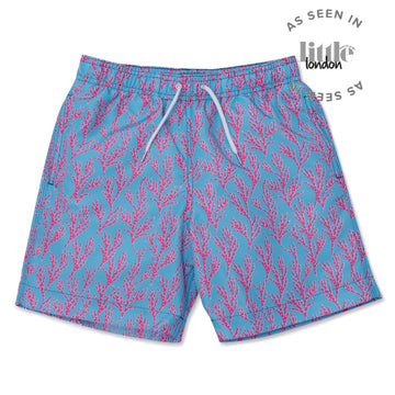 Seaweed Swim Shorts - Bright Blue/Coral Pink freeshipping - BUNKS | Swimming Shorts For Boys & Men