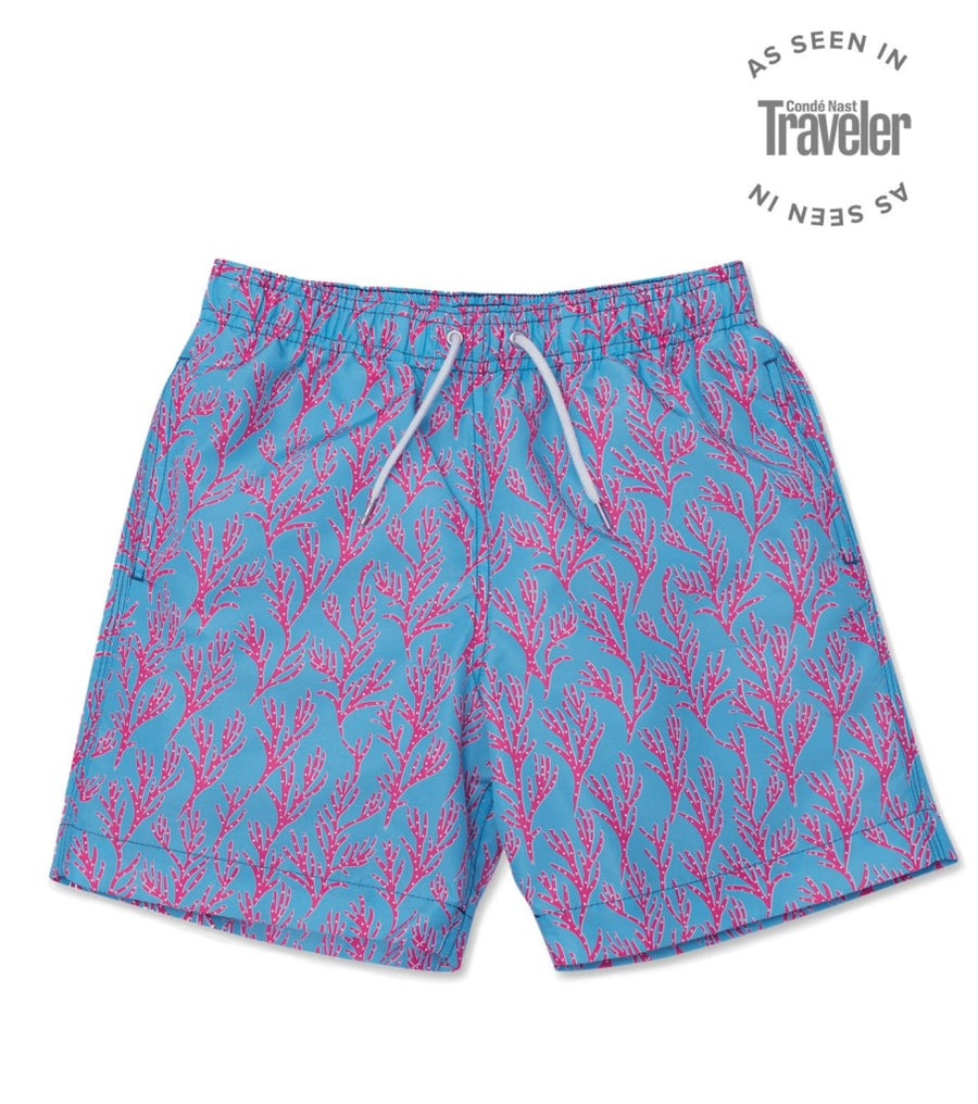 Seaweed Swim Shorts - Bright Blue/Coral Pink freeshipping - BUNKS | Swimming Shorts For Boys & Men
