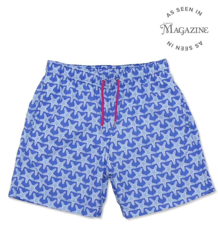 Starfish Swim Shorts - Bright Blue/Pale Blue freeshipping - BUNKS | Swimming Shorts For Boys & Men